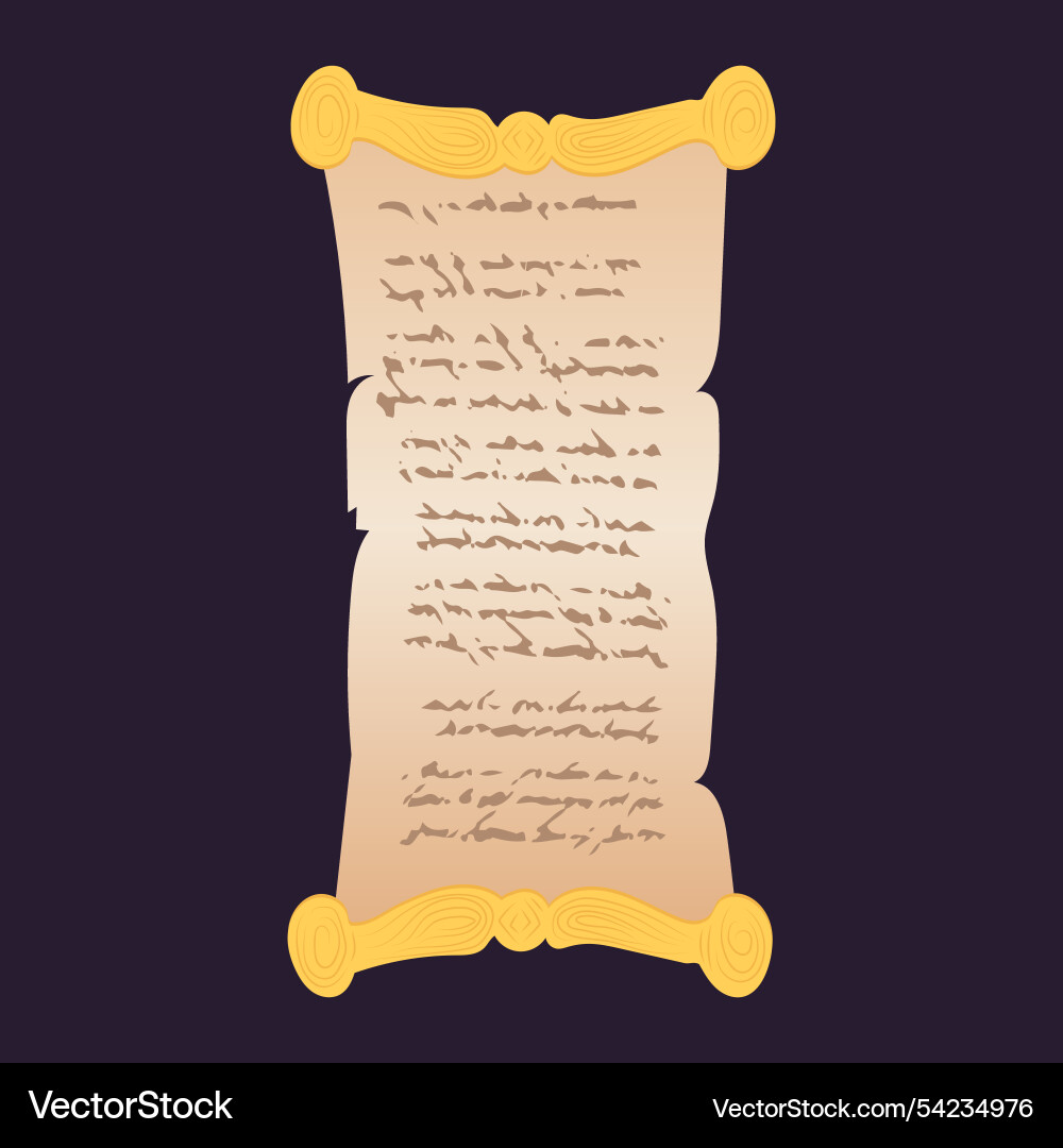 Old handwriting magic scroll in flat design open vector image