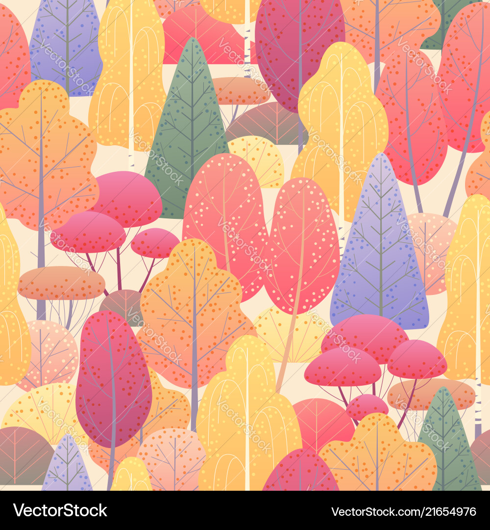 Seamless pattern with autumn trees and bushes Seamless pattern with autumn trees and bushes vector image