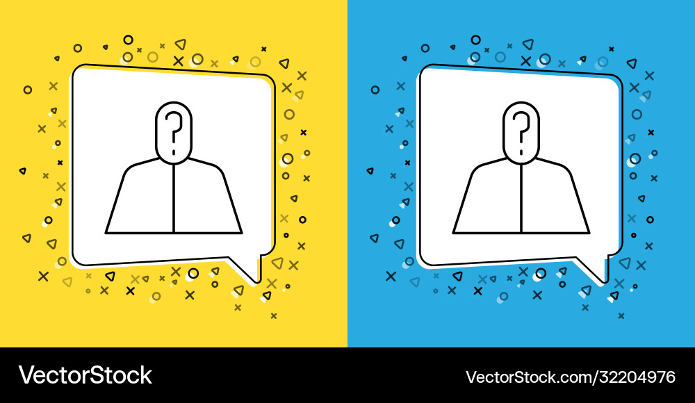 Set line anonymous man with question mark icon Set line anonymous man with question mark icon vector image