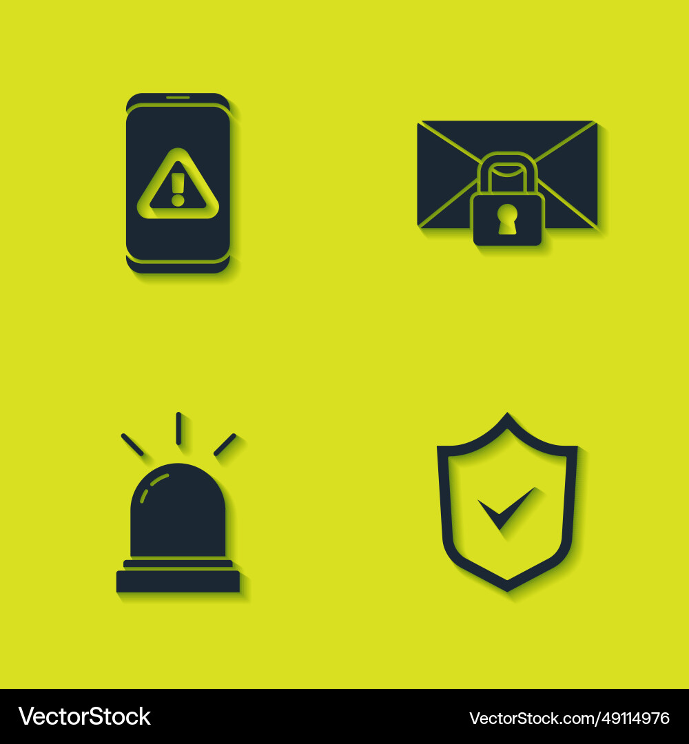 Set mobile with exclamation mark shield check Set mobile with exclamation mark shield check vector image