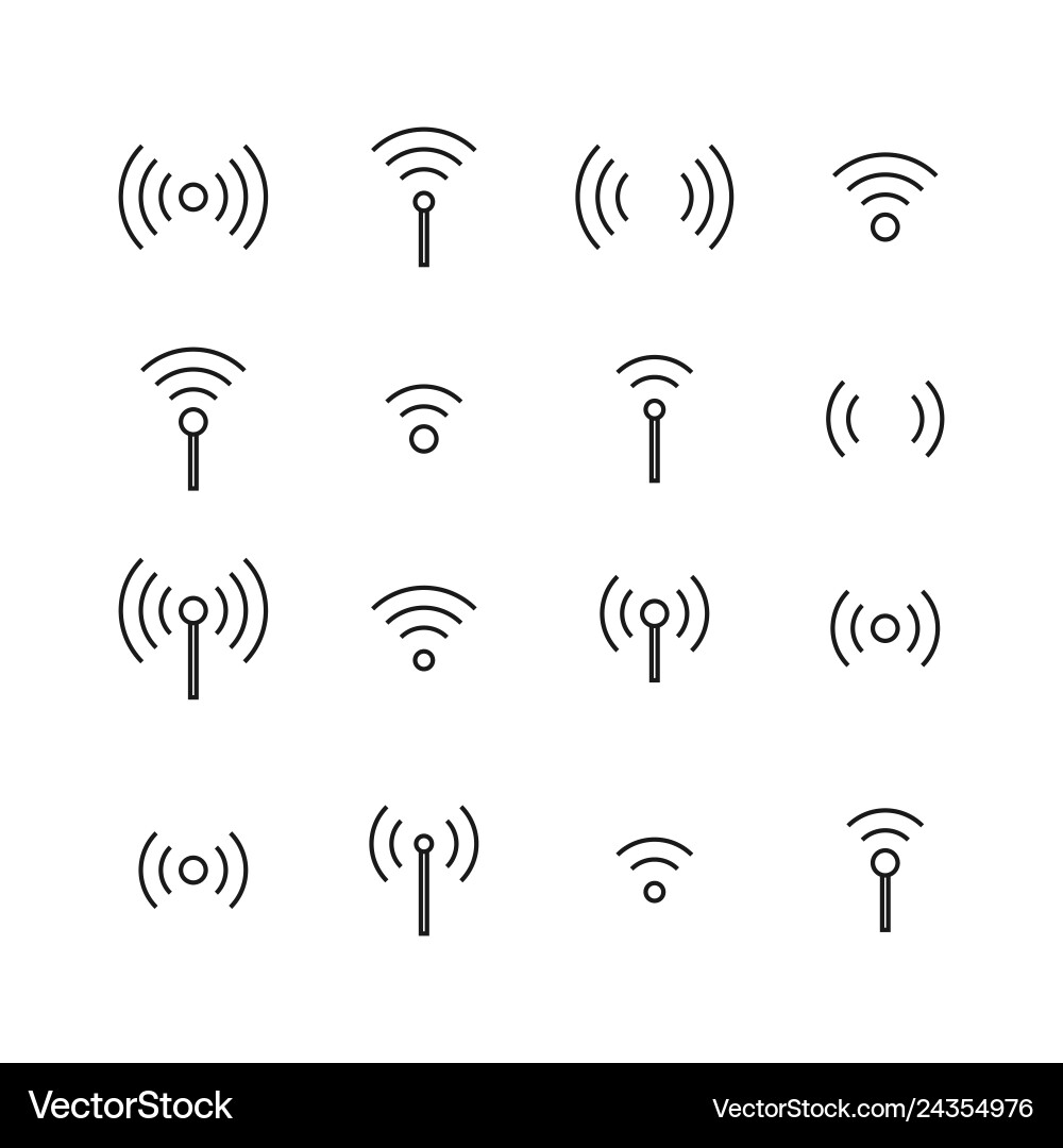 Set of wireless icons from thin lines Vector Image