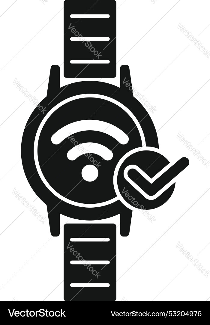 Smartwatch showing wifi connected icon on screen Smartwatch showing wifi connected icon on screen Vector Image