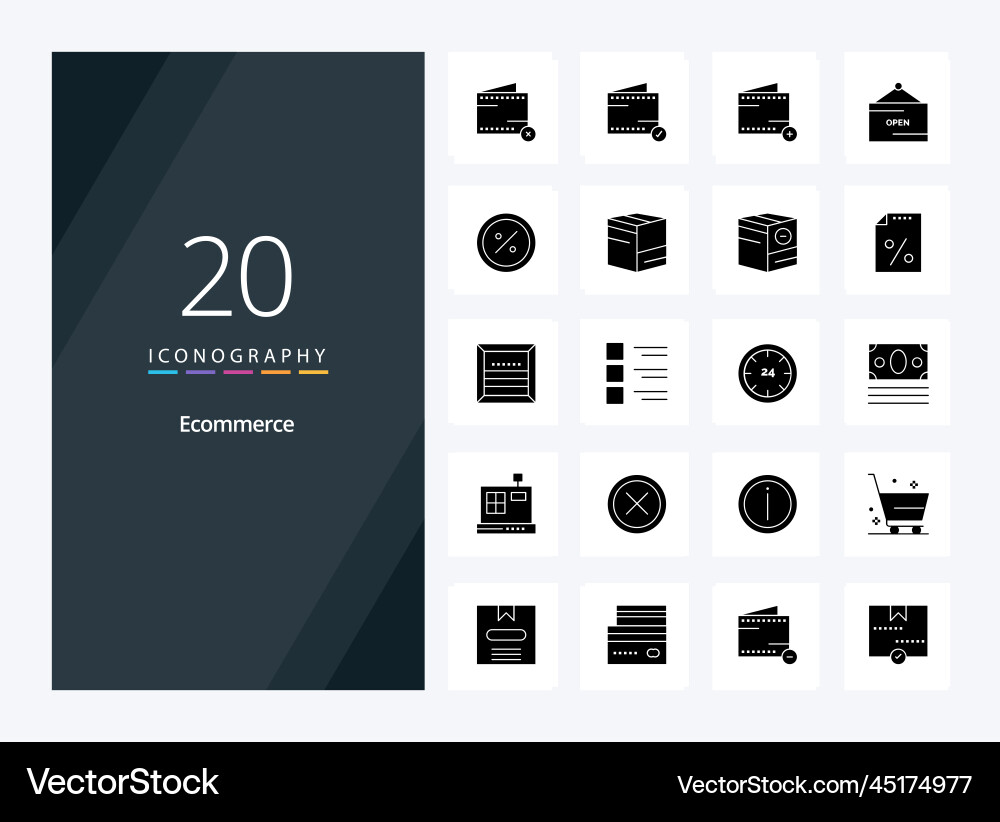 20 ecommerce solid glyph icon for presentation Vector Image