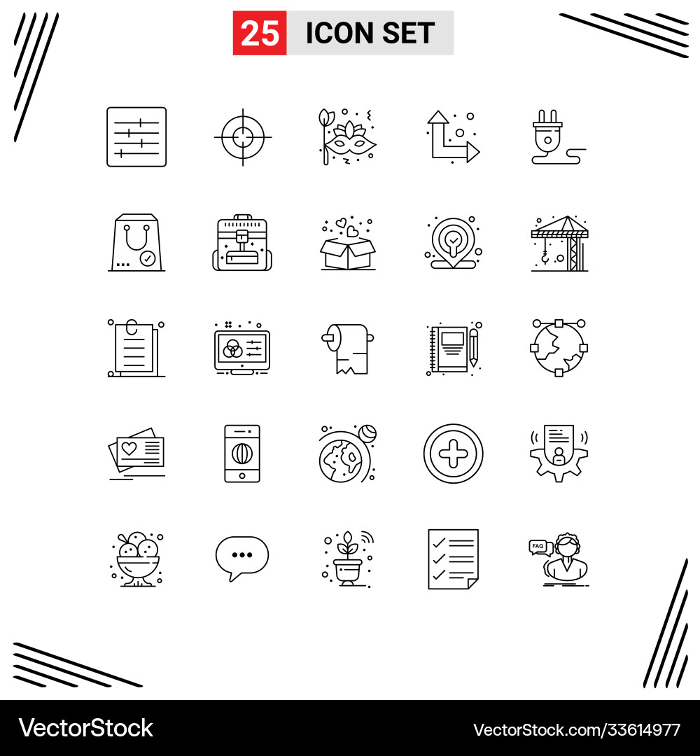 25 universal lines set for web and mobile Vector Image