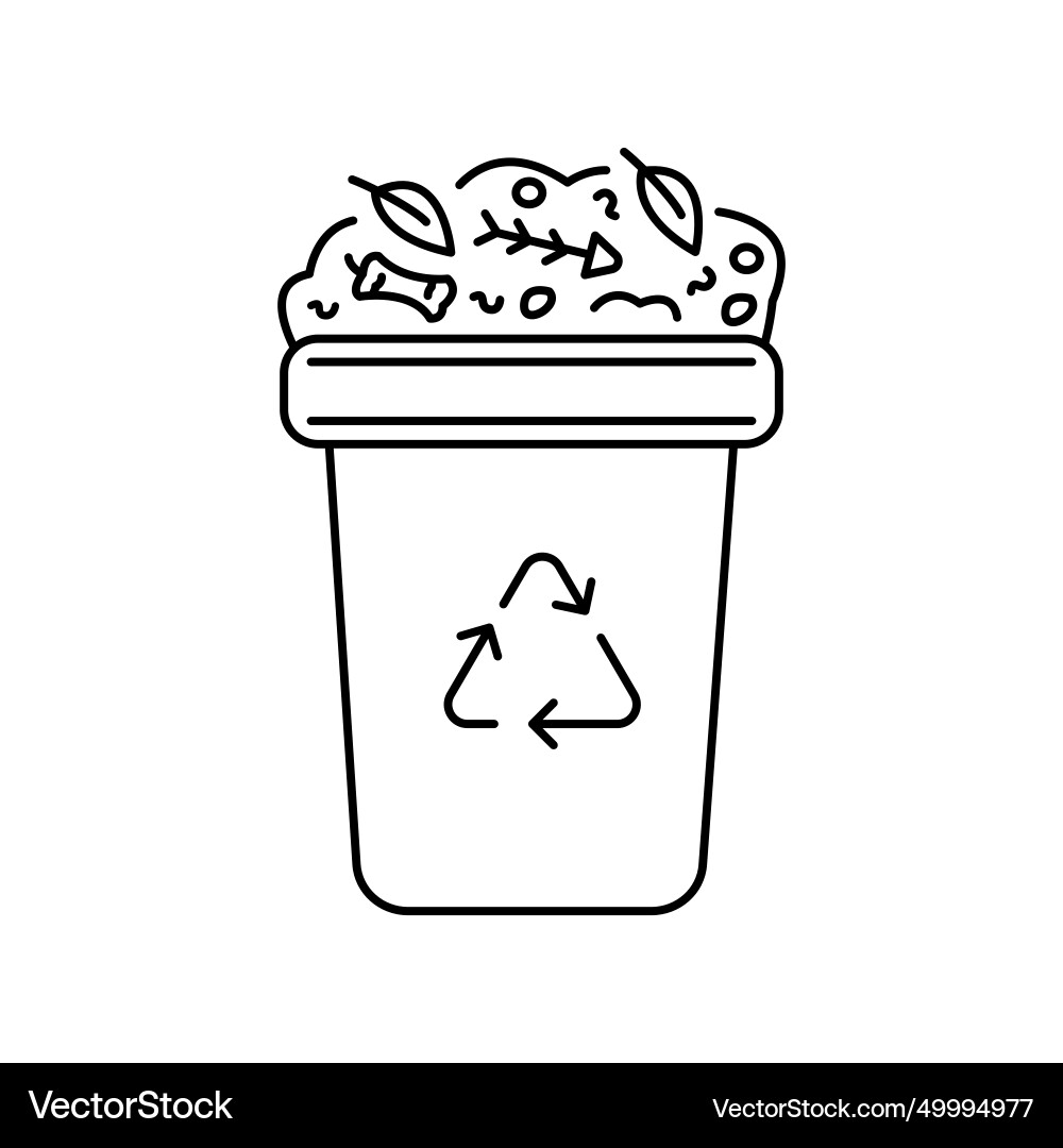 Compost barrel color line icon composting vector image