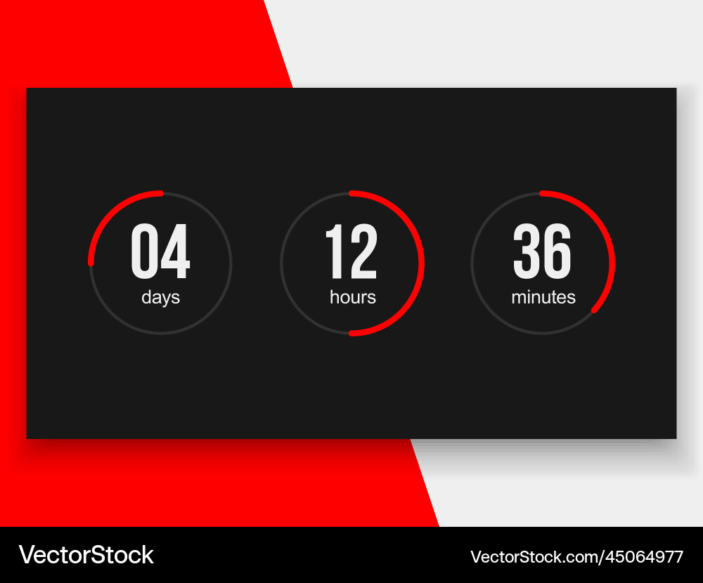 Countdown timer modern clock counter Countdown timer modern clock counter vector image