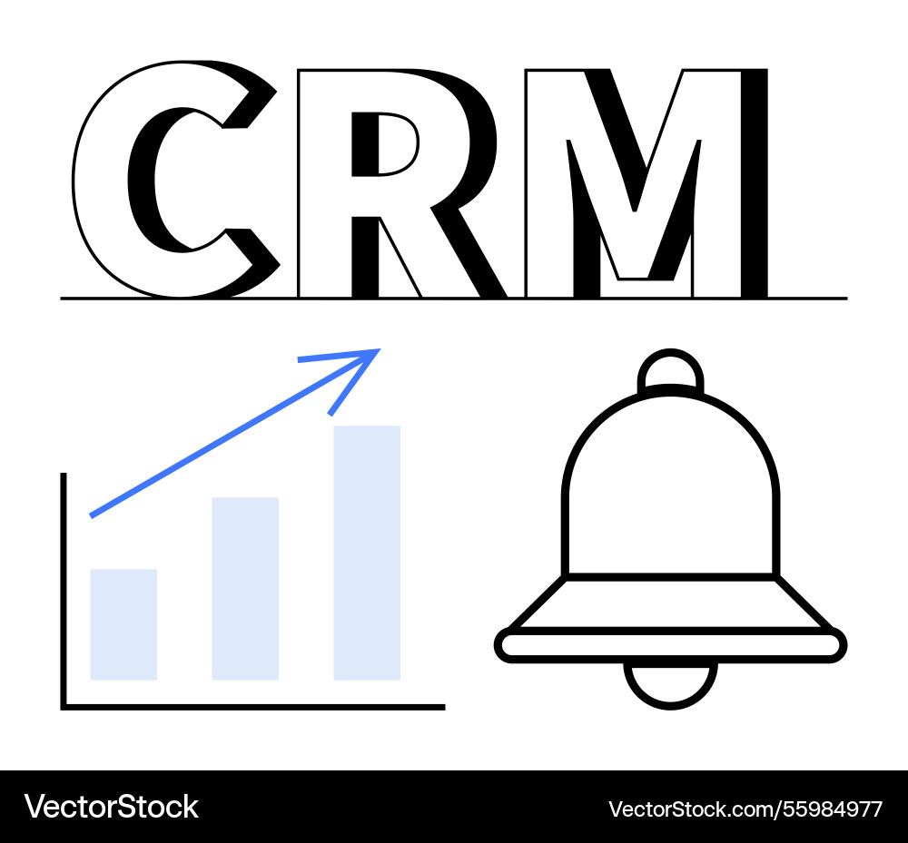 Crm with analytics chart and notification bell Vector Image