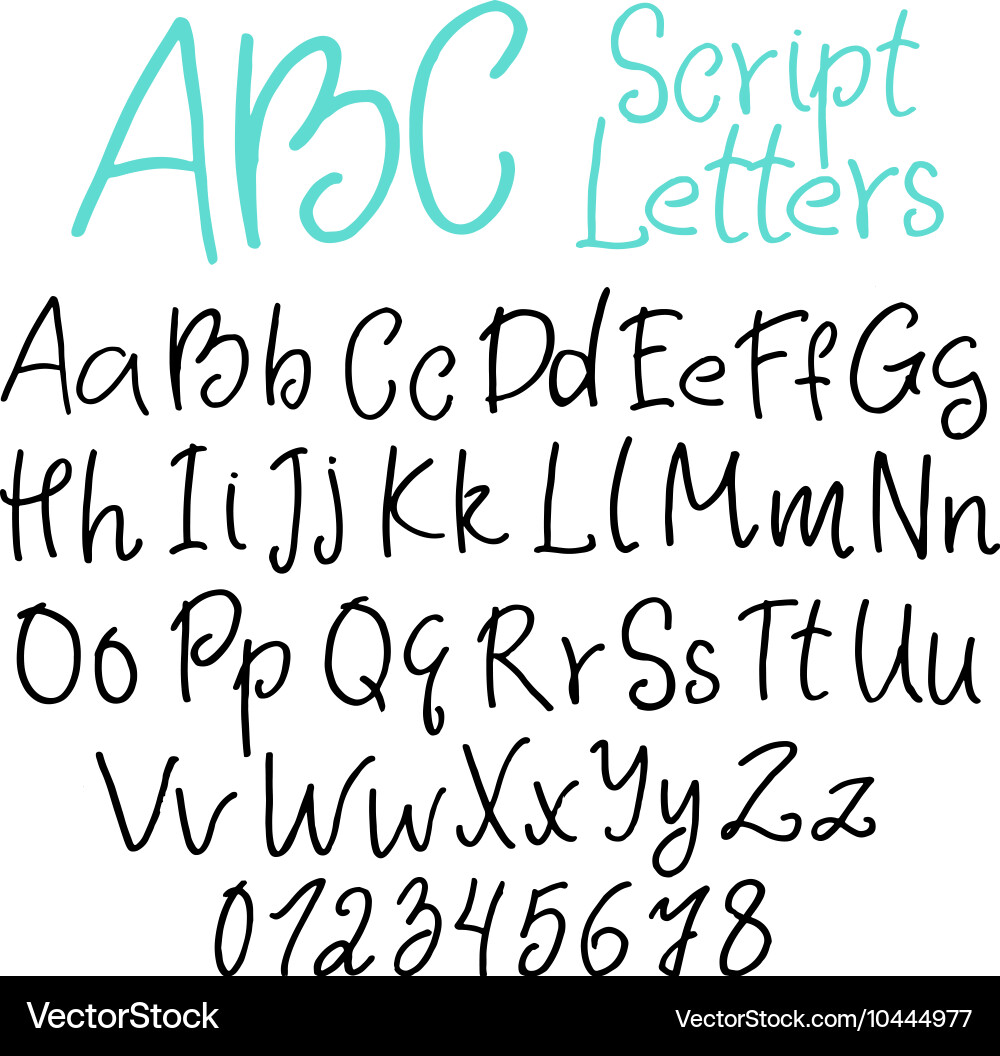 Cute Script Alphabet Set vector image
