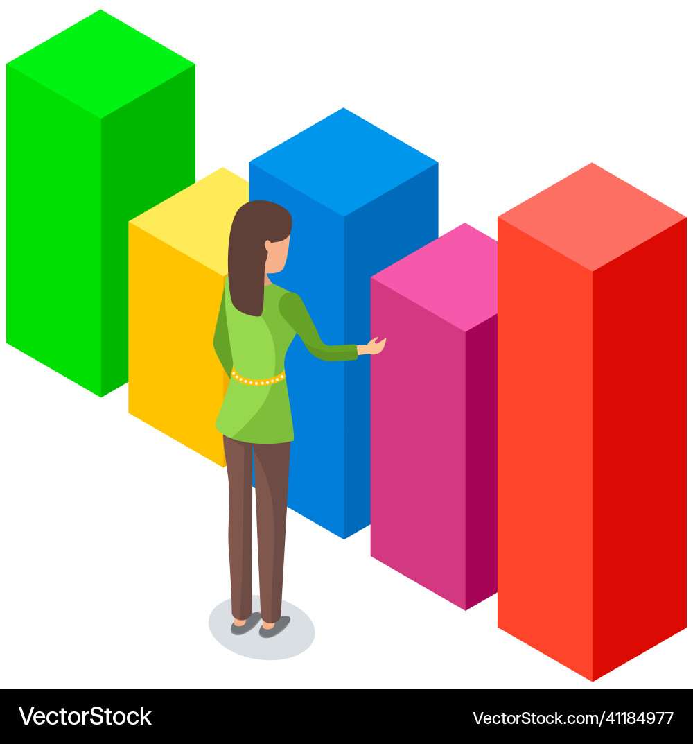 Data Analyst Examining Bar Chart vector image