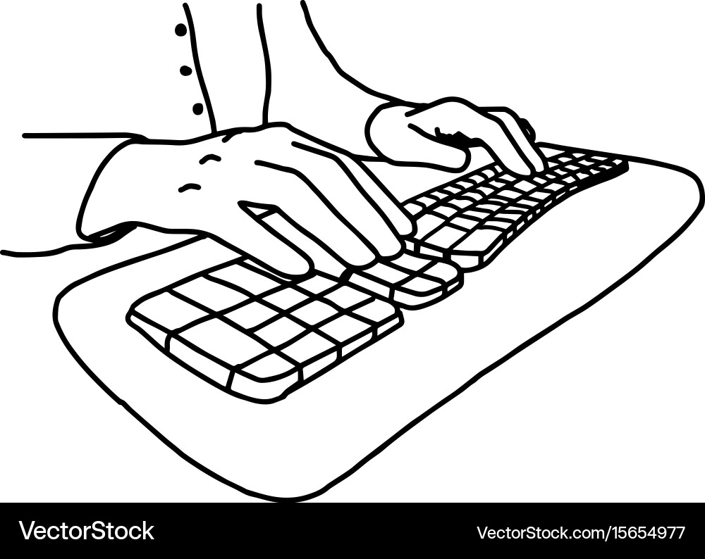 Hands without nails on keyboard of computer vector image