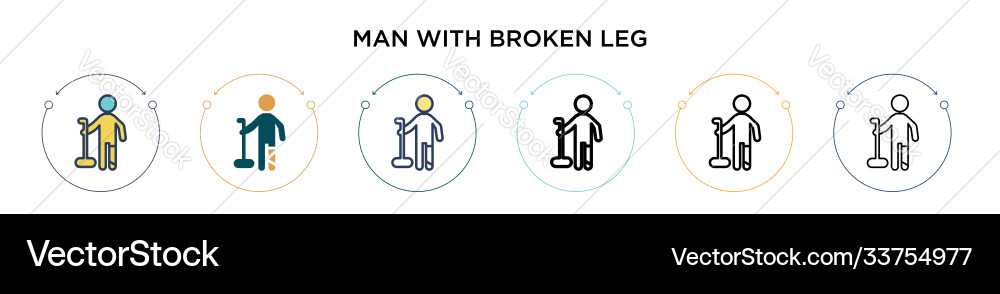 Man with broken leg icon in filled thin line Vector Image