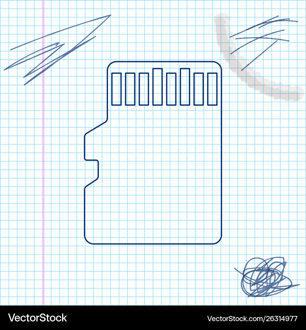 Micro sd memory card line sketch icon isolated Vector Image