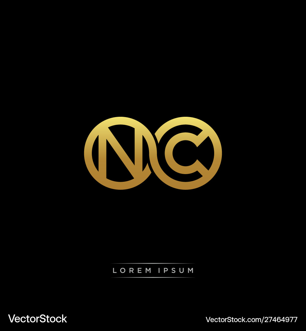NC Initial Monogram Logo - Linked Circles vector image