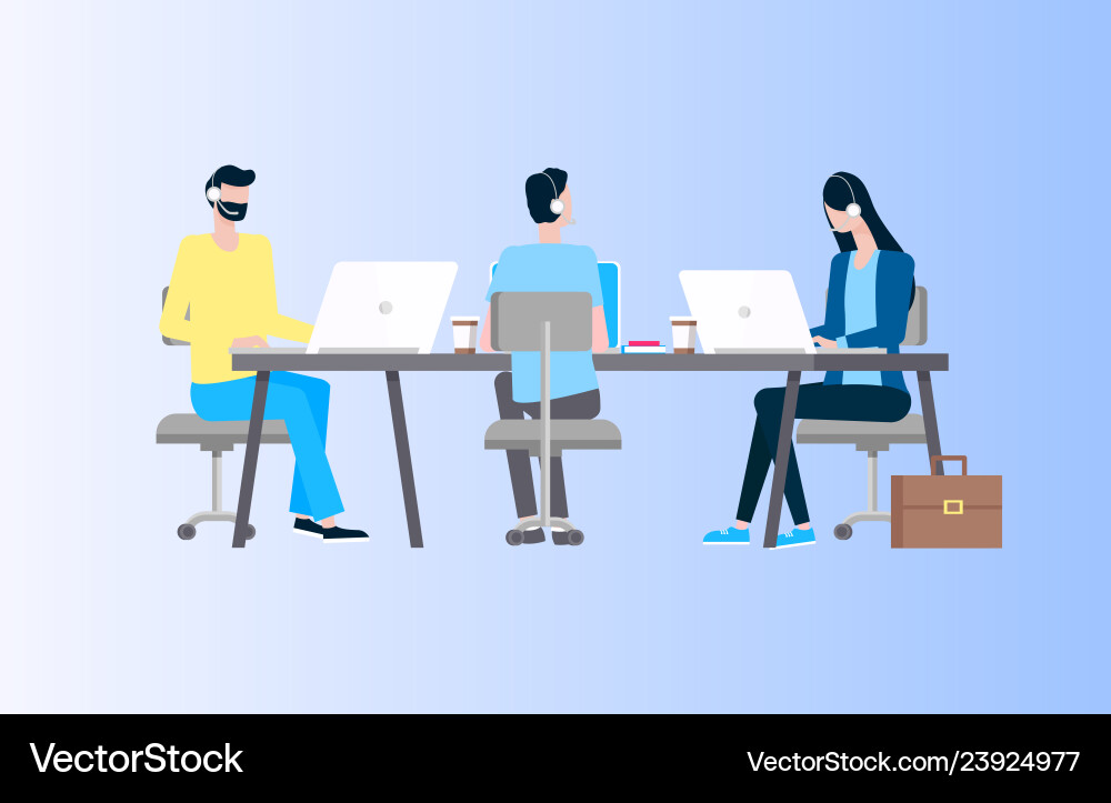 Online support and internet security operators Online support and internet security operators vector image