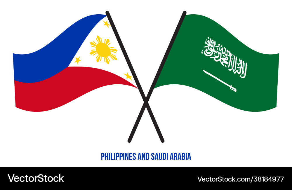 Philippines and saudi arabia flags crossed flat Vector Image