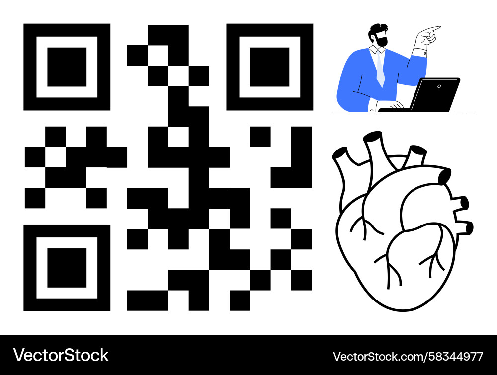 QR Code with Heart & Business Vector Image