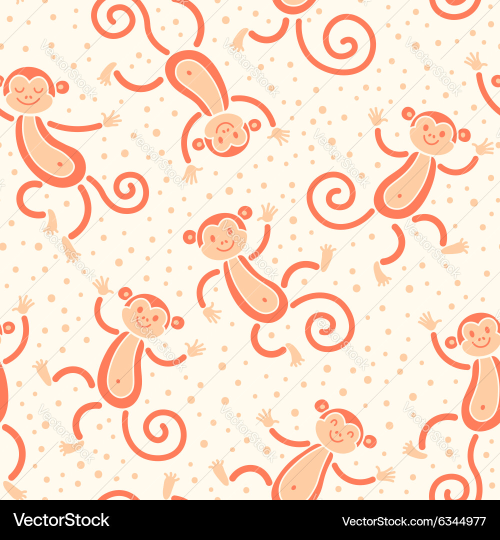 Seamless pattern with monkeys playing in snow Vector Image