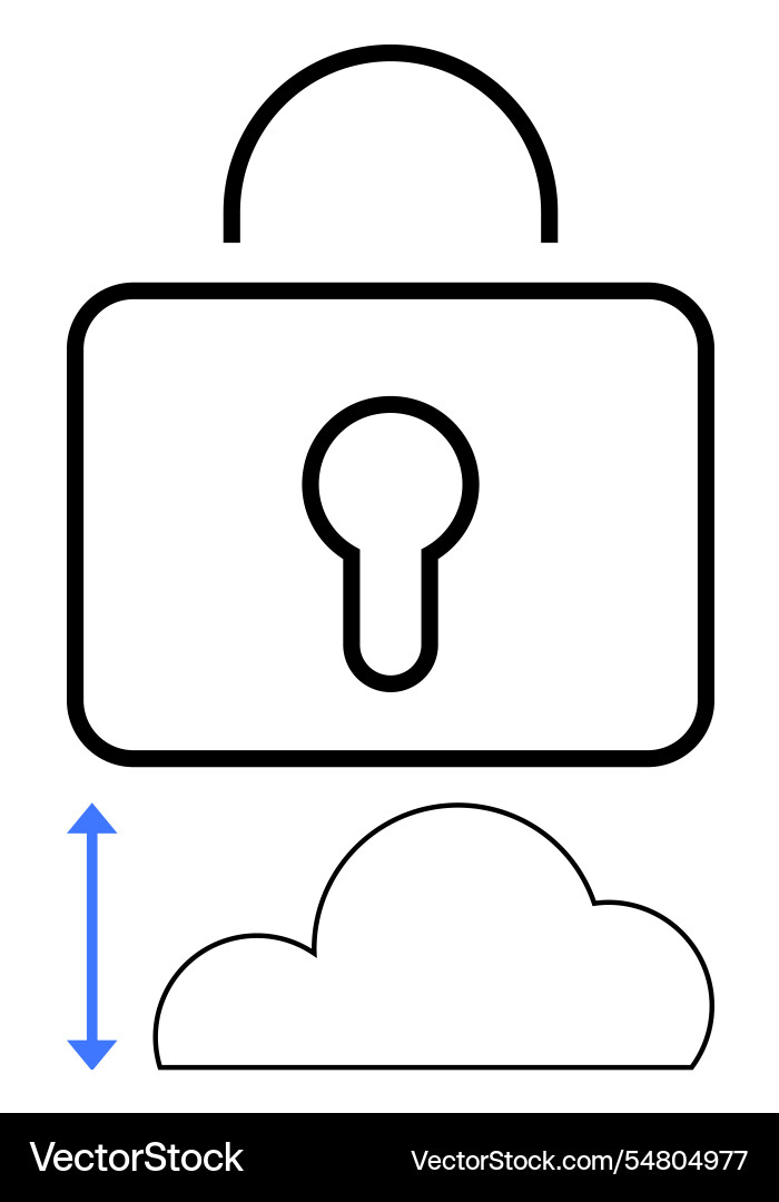 Secure cloud storage - lock symbol above Secure cloud storage - lock symbol above vector image