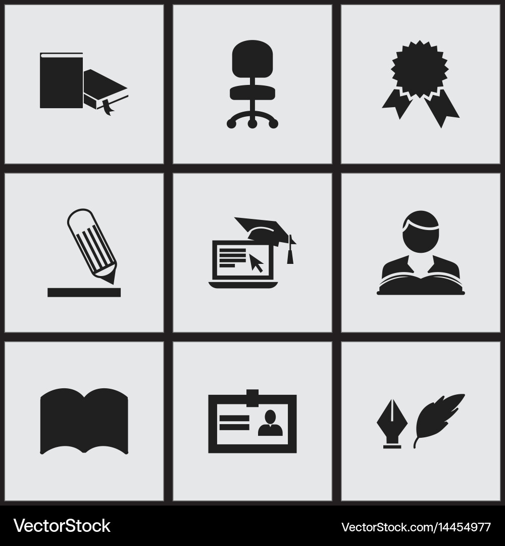 Set of 9 editable university icons includes vector image