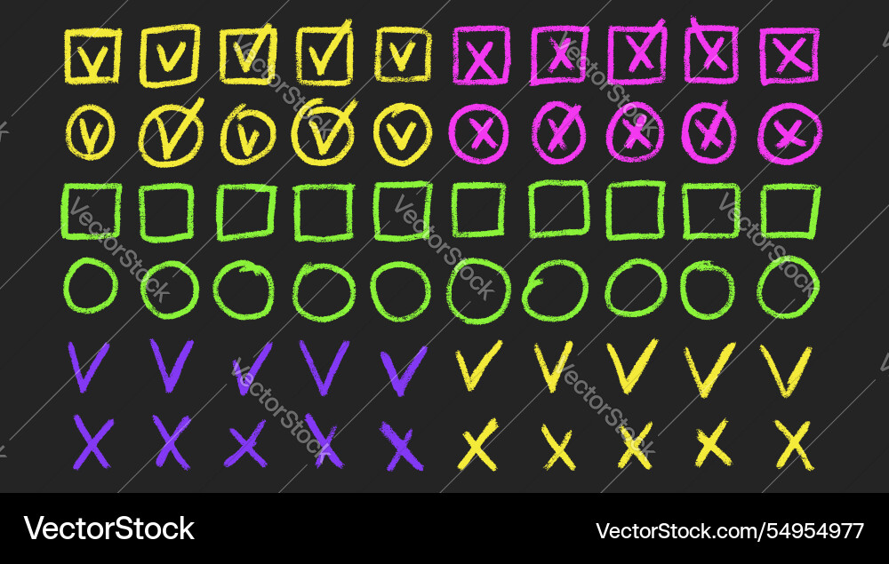 Set of checkboxes highlighting tick and check Set of checkboxes highlighting tick and check vector image