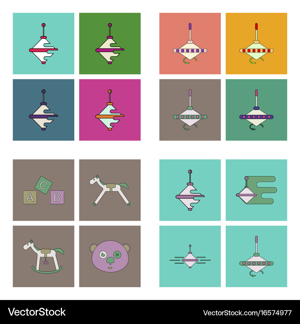 Set of children toys in different sets flet Vector Image