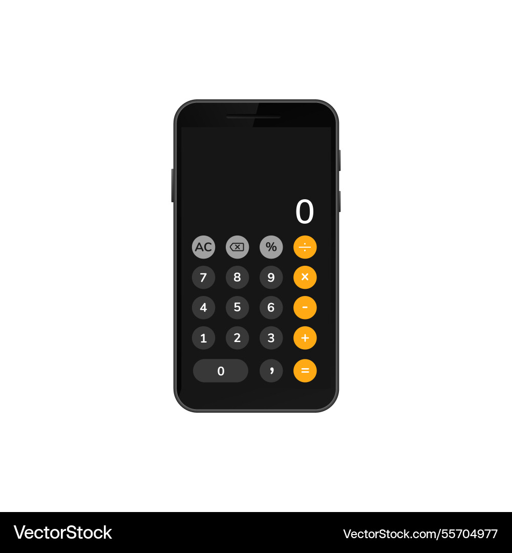 Smartphone displaying a calculator application Vector Image