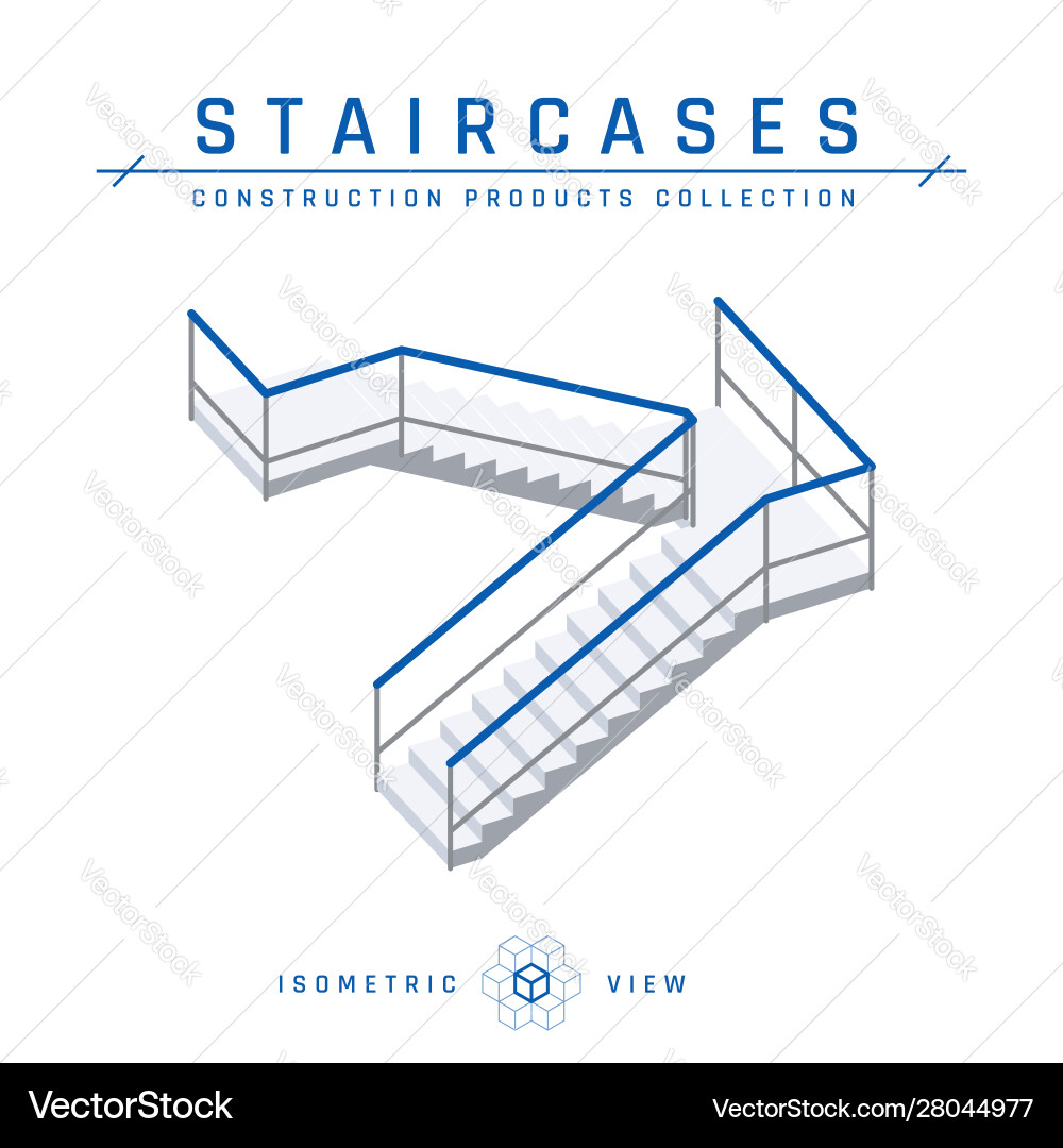 Staircases with handrails in flat style Staircases with handrails in flat style vector image
