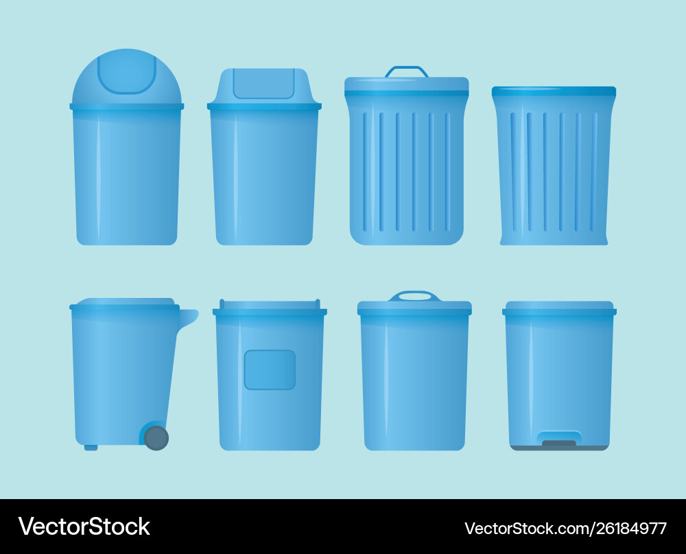 Trash can set collection with various shape Vector Image