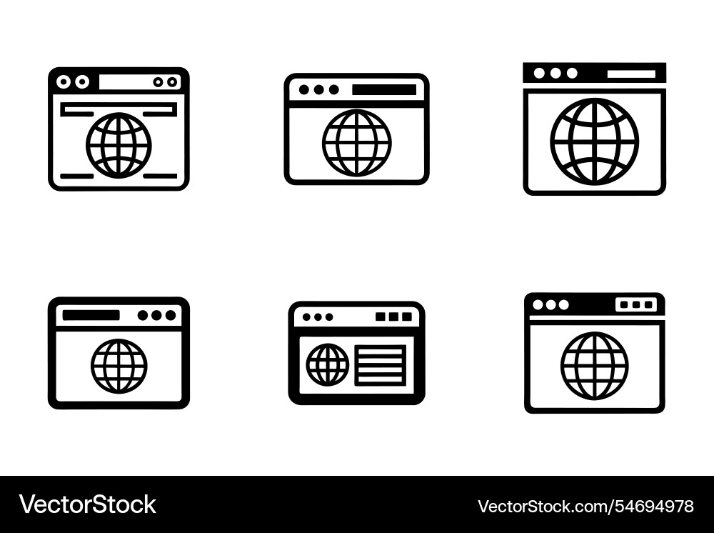 Browser icon bundle set in style Browser icon bundle set in style vector image