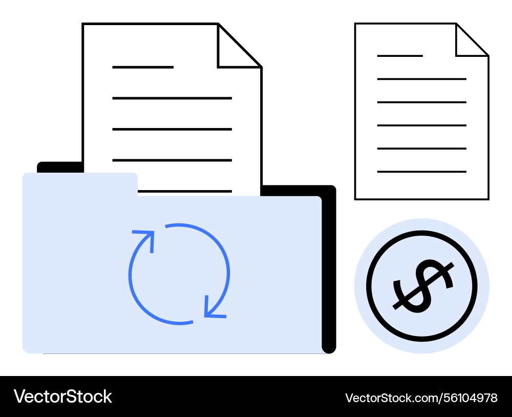 Document management concept featuring file folder Vector Image