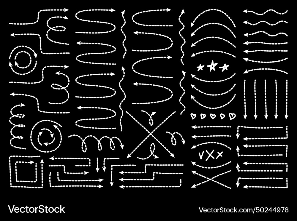 Dot arrow dash line trace broken stroke Vector Image