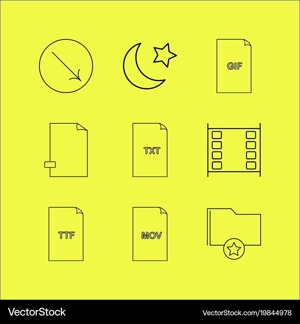 Files and folders linear icon set simple outline vector image