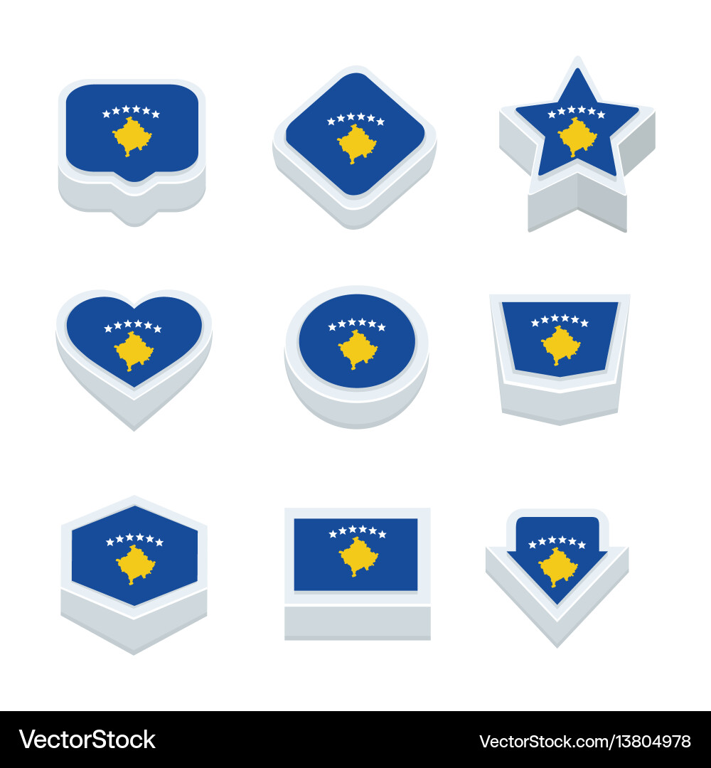Kosovo flags icons and button set nine styles Vector Image