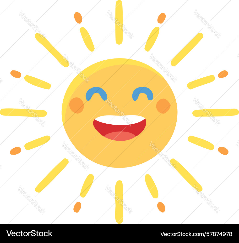 Laughing sun with dynamic rays symbolizing Vector Image