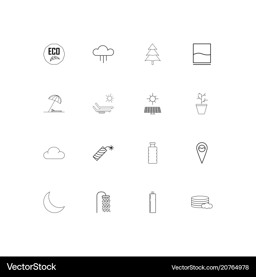Nature linear thin icons set outlined simple vector image