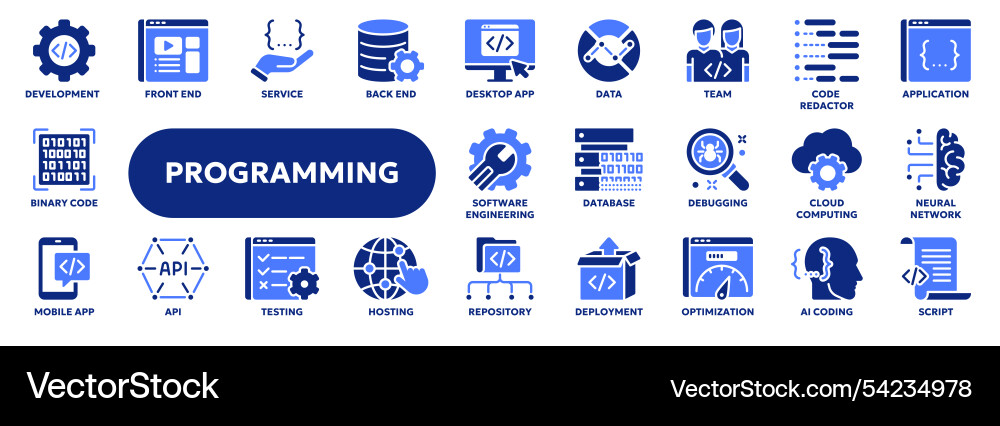Programming & Coding Icons vector image