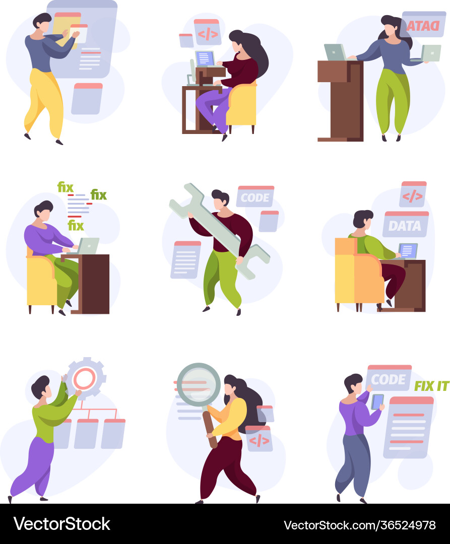 Qa website quality bugs testing and fixing Qa website quality bugs testing and fixing vector image