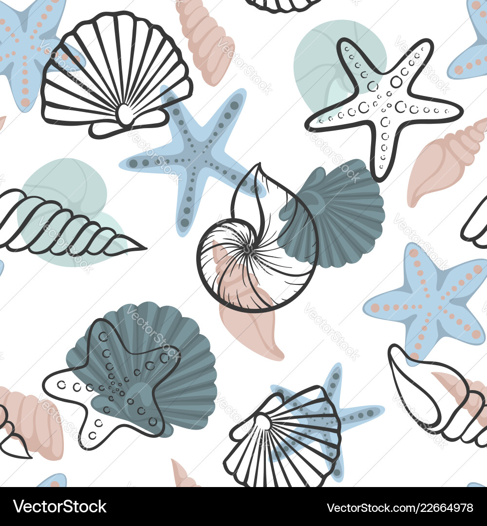 Seashell Pattern - Summer Vibes vector image