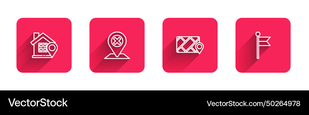 Set line location with house city map navigation Vector Image