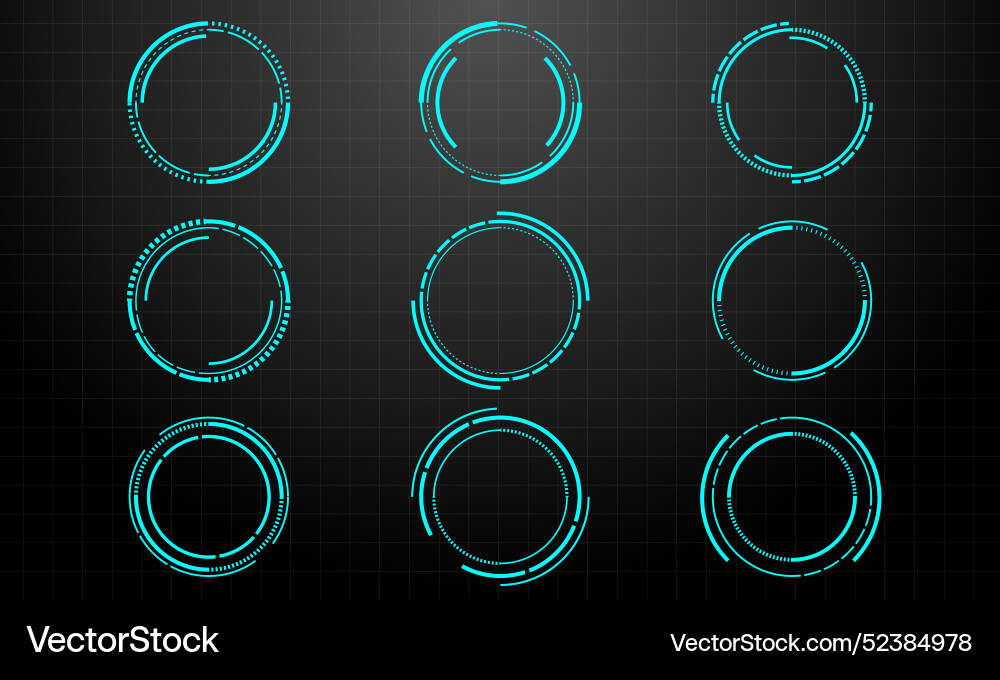 Set of sci fi blue circle user interface elements Set of sci fi blue circle user interface elements vector image