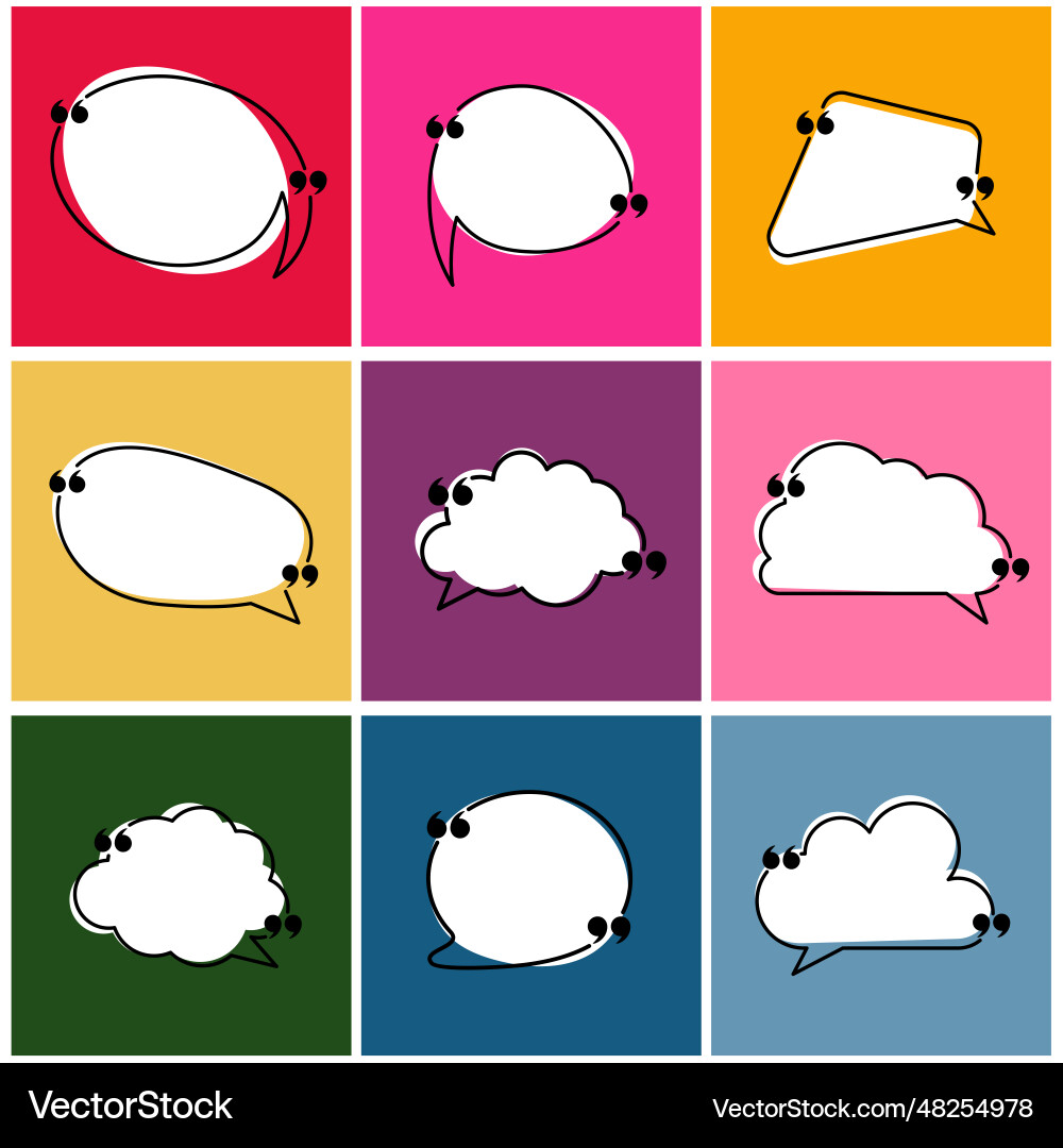 Set of speech bubbles with quotation mark Vector Image
