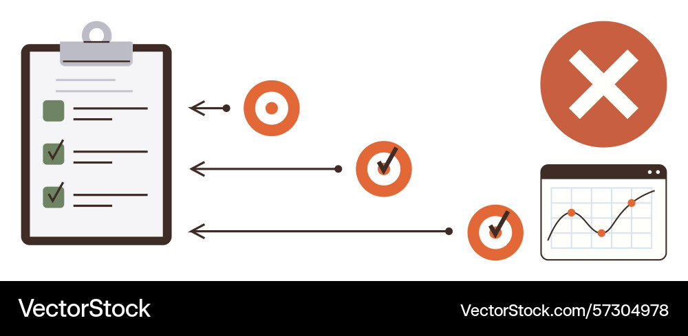 Workflow progress with checklist targets Workflow progress with checklist targets vector image