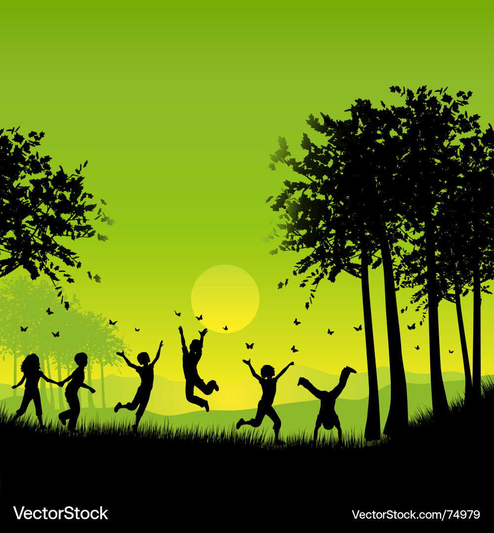 Children Outdoors Playing Vector Image
