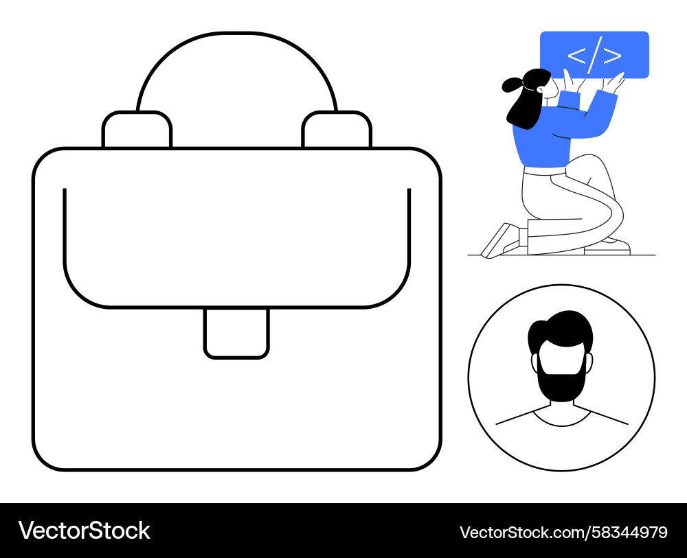 Coder Rucksack Minimalist Icon Vektorbild