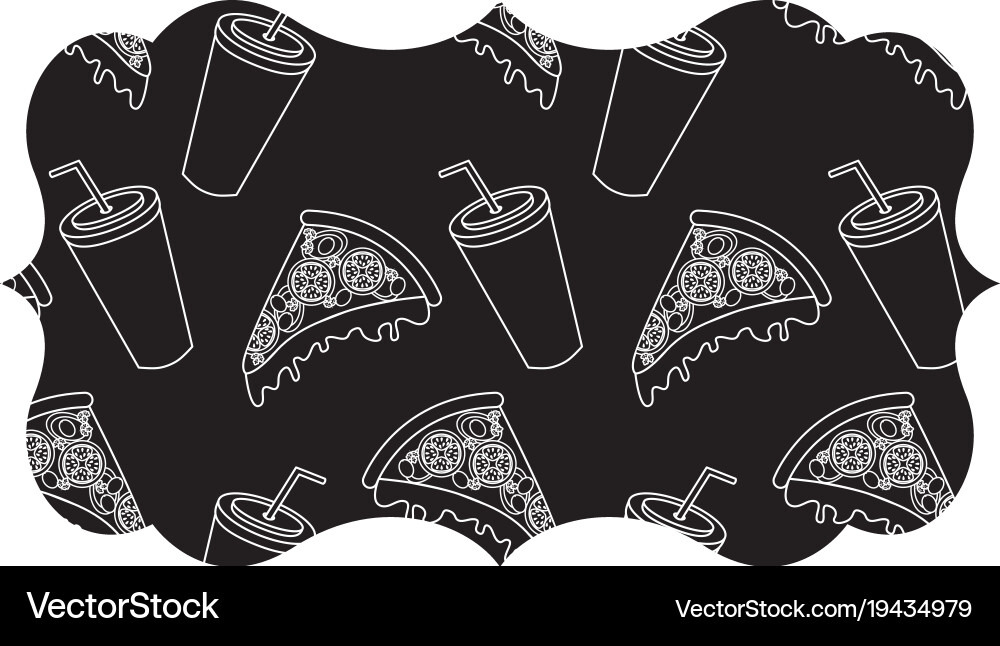Frame with pizza pattern background Vector Image