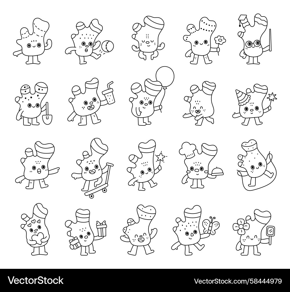 Ginger Root Character Group Vector Image