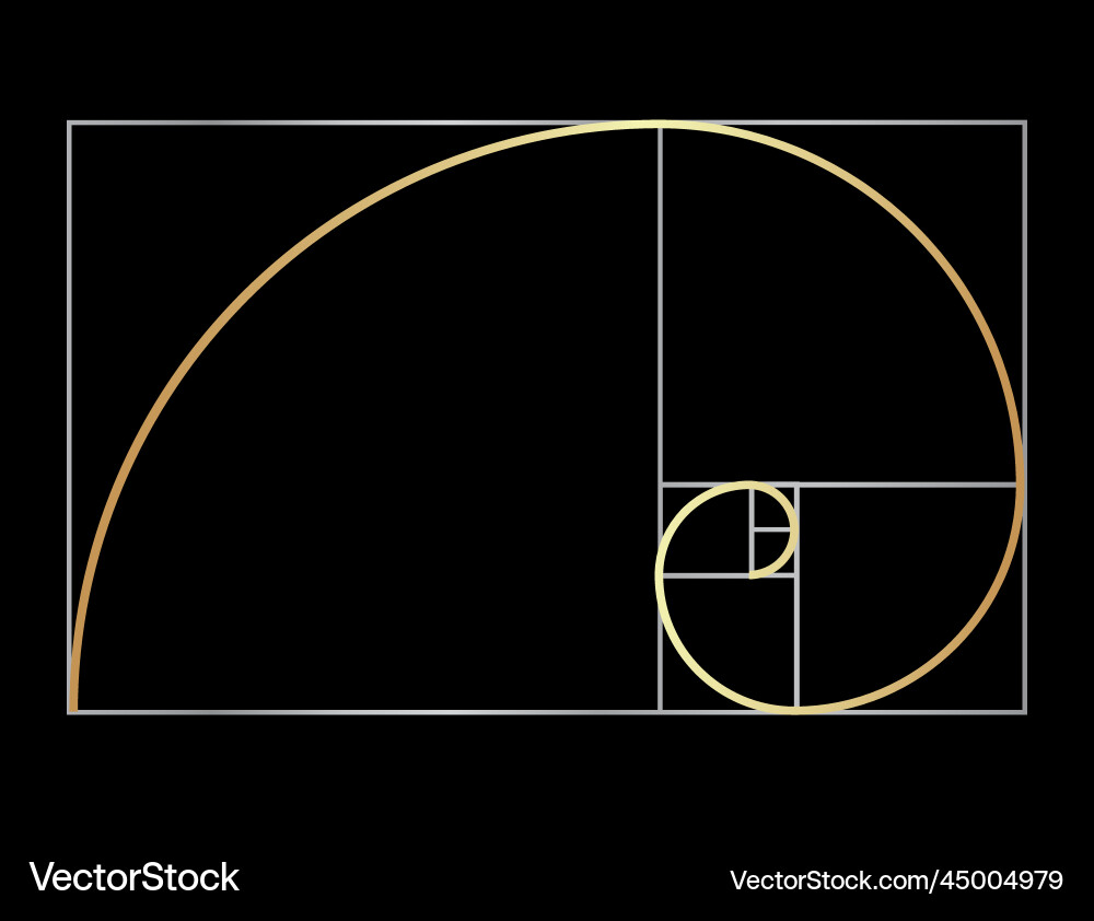 Golden Ratio Black Background - Fibonacci Sequence vector image