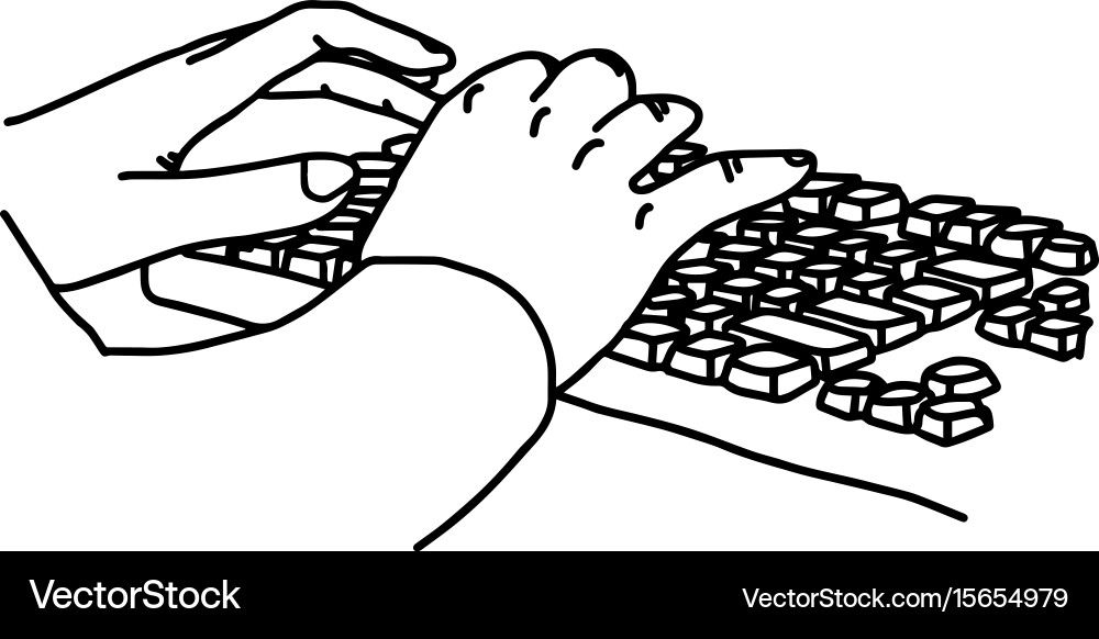 Hands Typing on Keyboard vector image