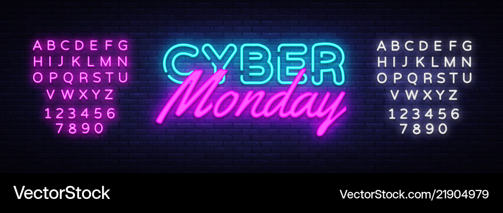 Neon Cyber Monday Sale Banner Vector Image