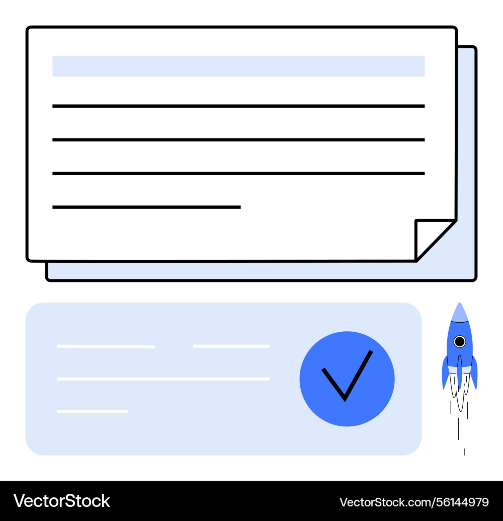 Paper documents and a file icon with rocket Paper documents and a file icon with rocket vector image